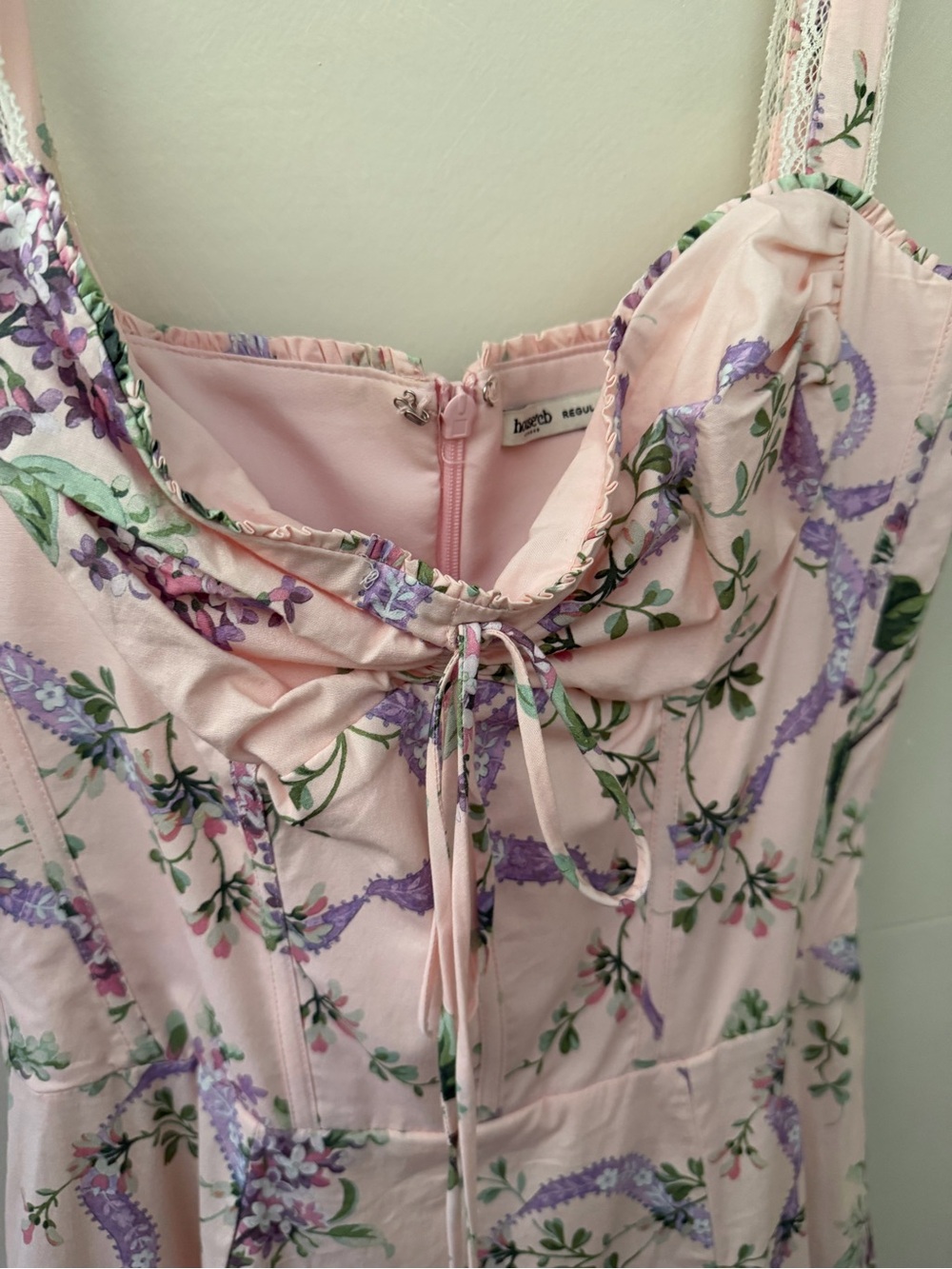 House of CB Pink Floral Midi Dress with Purple and Green Print - Picture 2 of 7